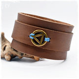 Personalized Leather Cuff Bracelet with AA charm