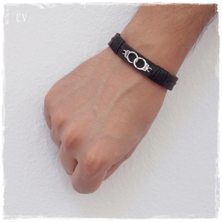 Leather handcuff bracelet store