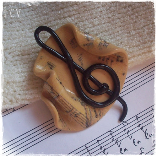 Musical Notes Polymer Clay Brooch