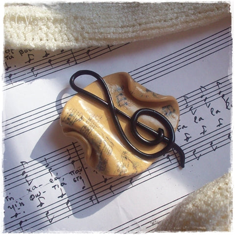 Musical Notes Polymer Clay Brooch