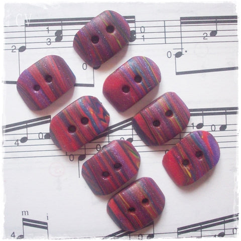 Oblong Striped Polymer Clay Buttons
