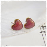 Raspberry Tiny Polymer Clay Heart Earrings