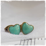 Turquoise Dainty Heart Post Earrings