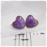 Tiny Purple Heart Earrings
