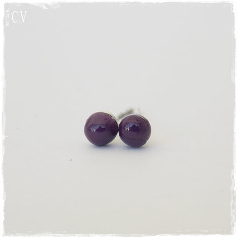 Tiny Dark Purple Post Earrings