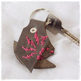 Tribal Embroidered Leather Keyring