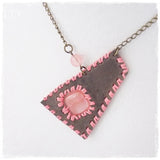 Stitched Leather Geometric Pendant Necklace