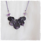 Gothic Amethyst Black Leather Necklace 
