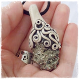 Raw Pyrite Polymer Clay Pendant Necklace