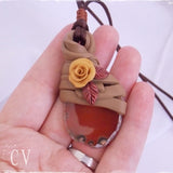 Autumn Polymer Clay Agate Crystal Amulet