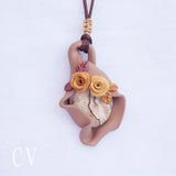 Picture Jasper Crystal Neclace With Polymer Clay Roses
