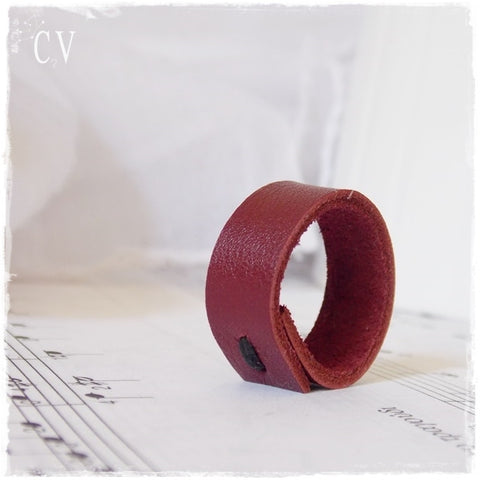 Wine Red Leather Ring