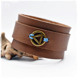 Engraved Alcoholics Anonymous Leather Cuff Bracelet