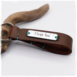 I love you - Engraved leather keychain