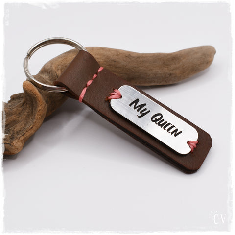 My Queen - Personalized Leather Keychain