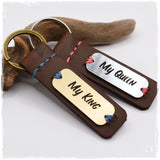 His and Hers Custom Engraved Leather Keychains