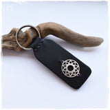 engraved leather crown chakra keychain