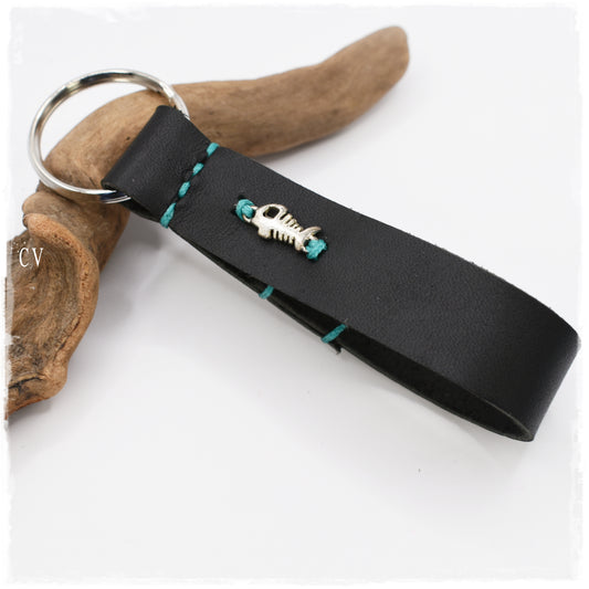 Fishbone Leather Keyfob