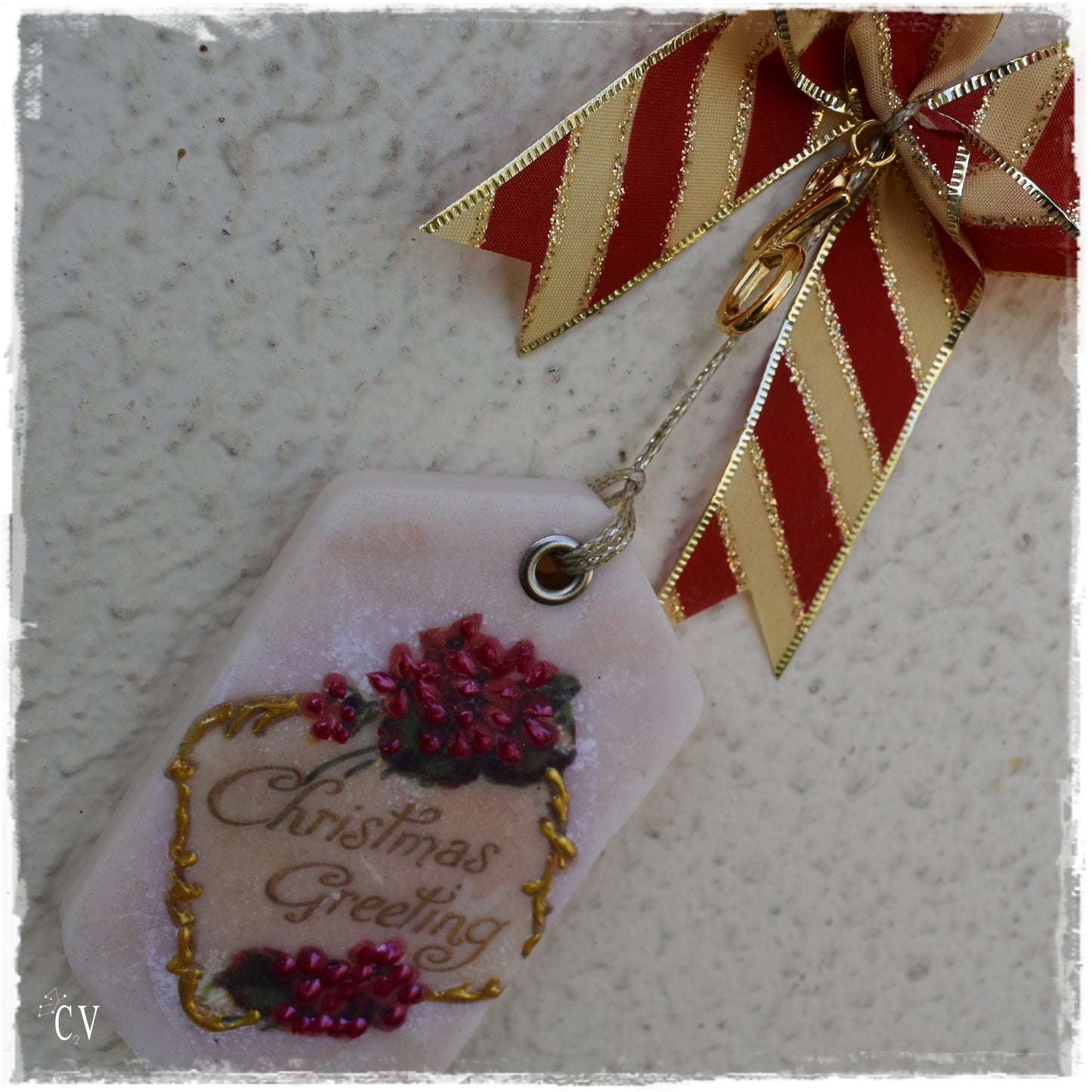 "Christmas Greetings" - 2026 Good Luck Wax Tablet Ornament