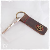 Pentactle Leather Keychain