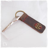 Pentactle Leather Keychain