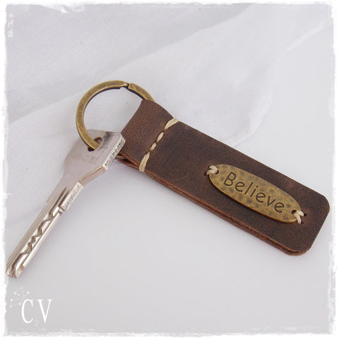 BELIEVE Leather Keychain, Serenity Key-chain