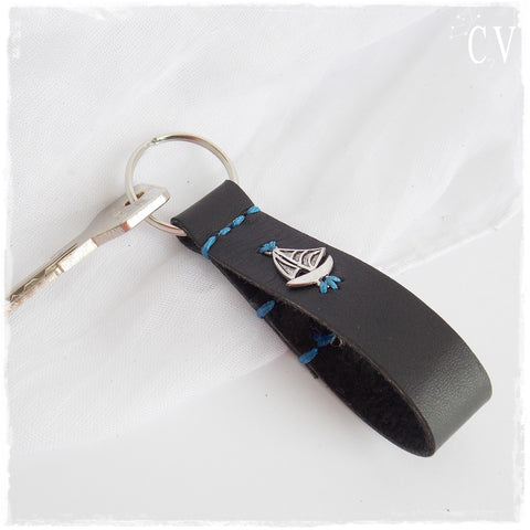 Nautical Leather Keychain, Sailor's Leather Key-Chain