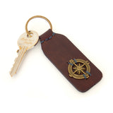 Personalized Compass Leather Keychain ~