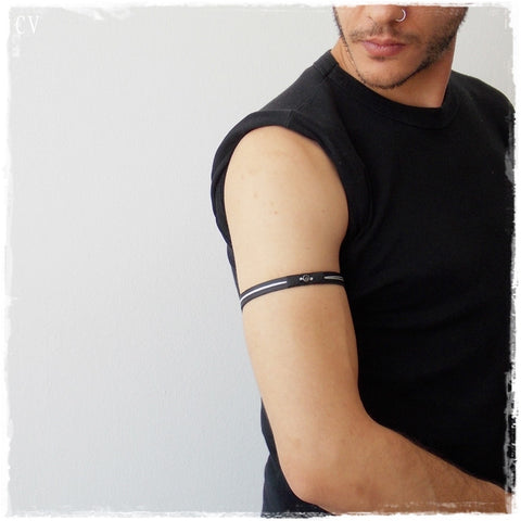 Leather upper arm cuff shop