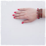 Up-Cycled Coral Triple-Wrap Leather Bracelet