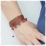 Crystal Stone Wrap Leather Bracelet