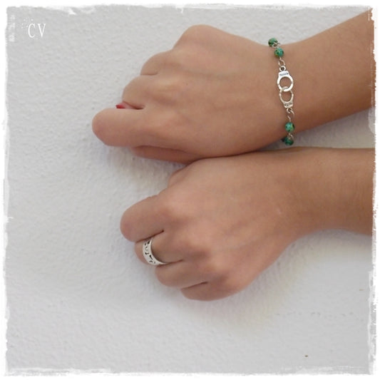 Handcuffs Beaded Charm Bracelet