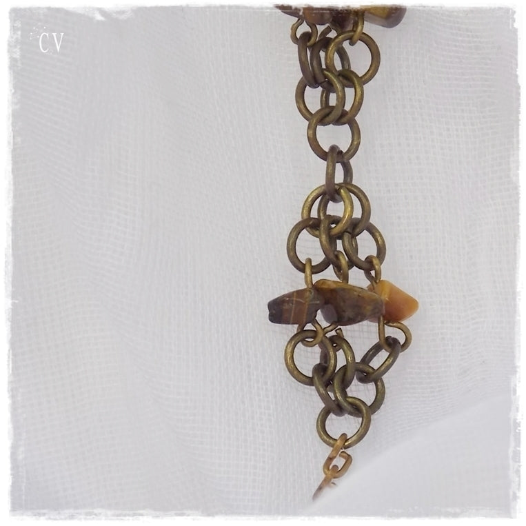 Tiger's Eye Stone Beaded Chakra Bracelet