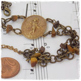 Victorian Tiger Stone Brass Angel Bracelet 