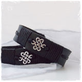 Black Leather Bracelet Cuff with Secret Message