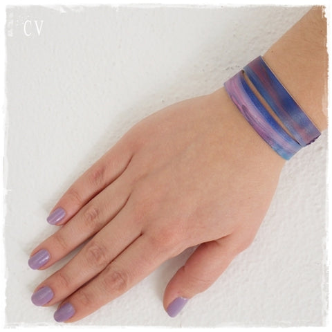 Ombre Purple Leather Bracelet Cuff