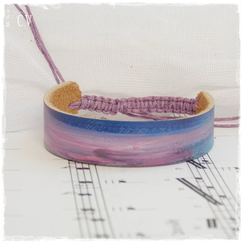 Eco-Friendly Painted Purple Leather Bracelet