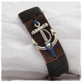 Nautical Anchor Leather Wristband