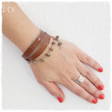 Beaded Wrap Leather Bracelet with Unakite Stones