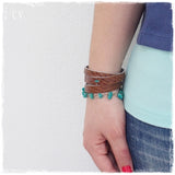 Amazonite Multi-Wrap Leather Bracelet Cuff