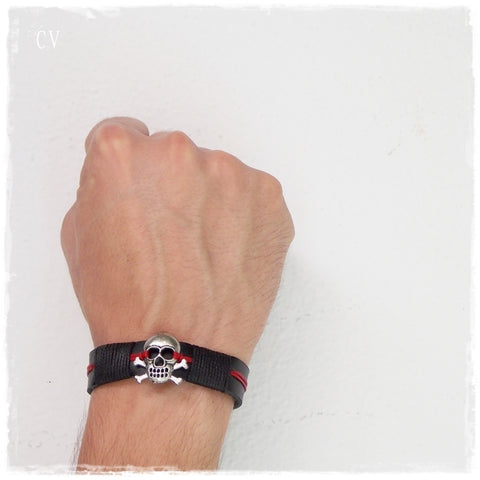 Pirate Skull Leather Wristband For Him