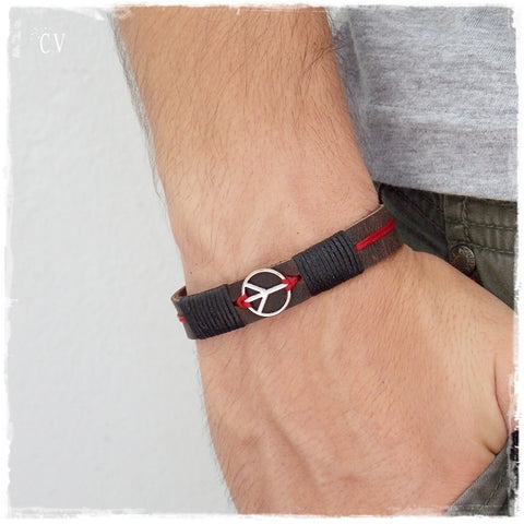 Peace Custom Leather Bracelet