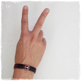 Peace Sign Leather Bracelet