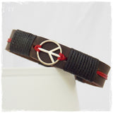Peace Engraved Leather Bracelet