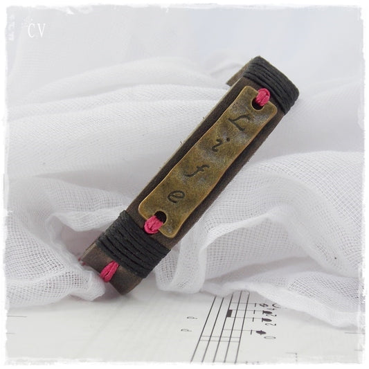 Life Motivational Leather Bracelet Cuff