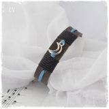 Crescent Moon Leather Bracelet Cuff