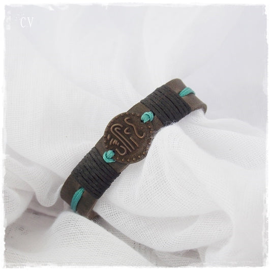 Arabic Coin Gypsy Leather Bracelet Cuff