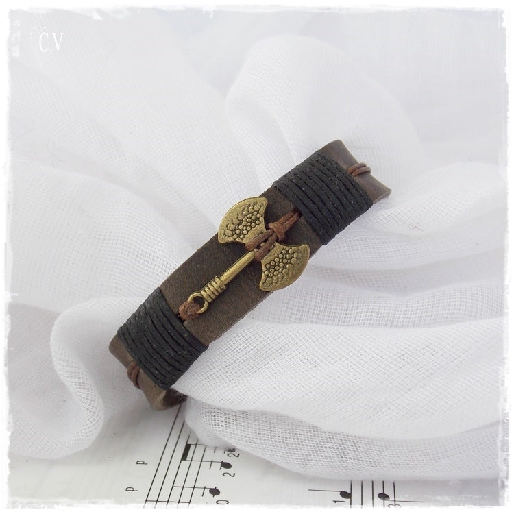 Double-Headed Axe Leather Bracelet