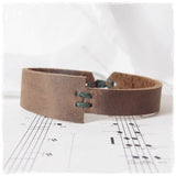 3rd Anniversary Rustic Brown Leather Wristband
