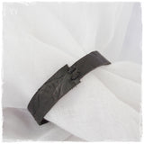 Geometric Textured Black Leather Bracelet